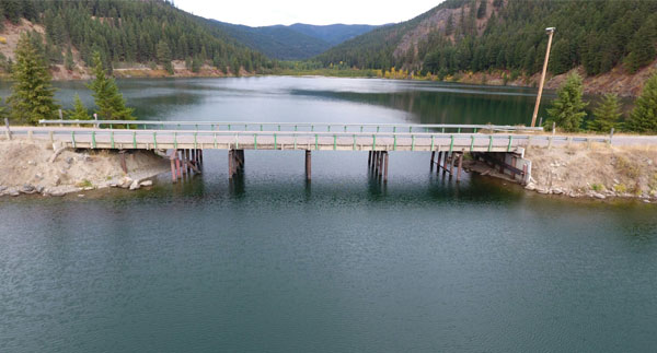 image of a bridge near Trout Creek, MT, that carries Blue Slide Road over Vermillion River