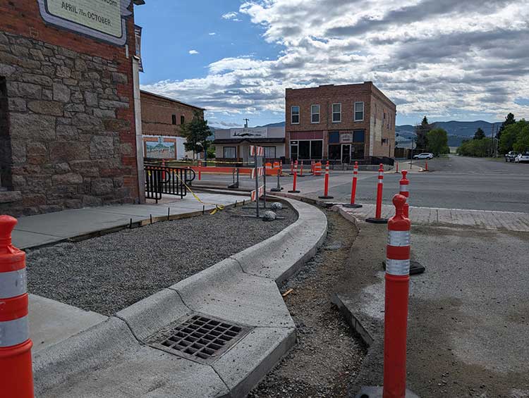 Curb and gutter poured on Second Street and Main Street.