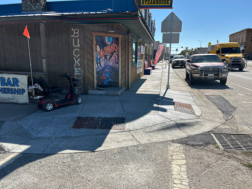 The updated corner ramp at the intersection of Main Street and Park Avenue.