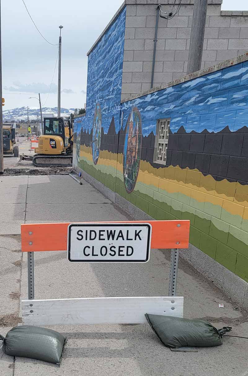 Sidewalk closed sign
