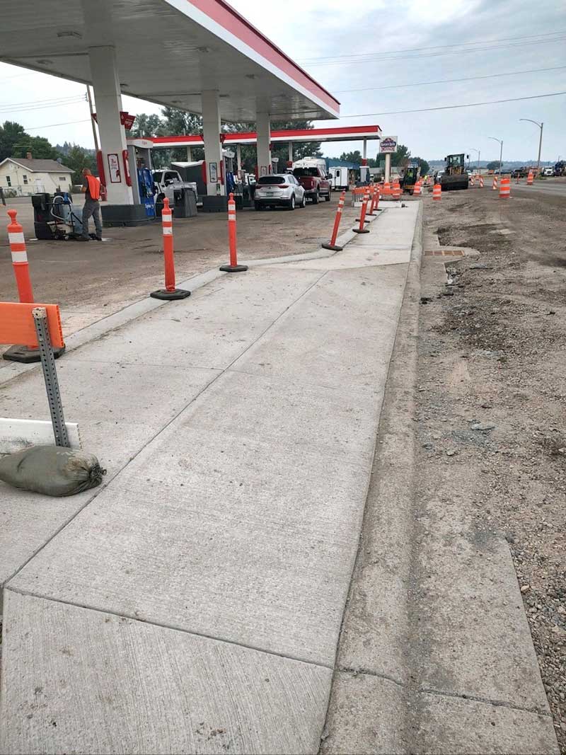 Concrete work including the upgraded approach in front of Town Pump.