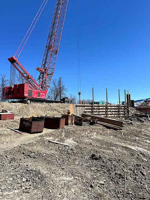 Goffena Bridge Construction of the new bridge substructure. (April 2024)