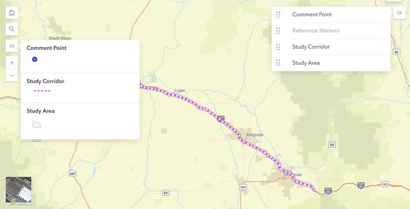 screenshot of the interactive map with link