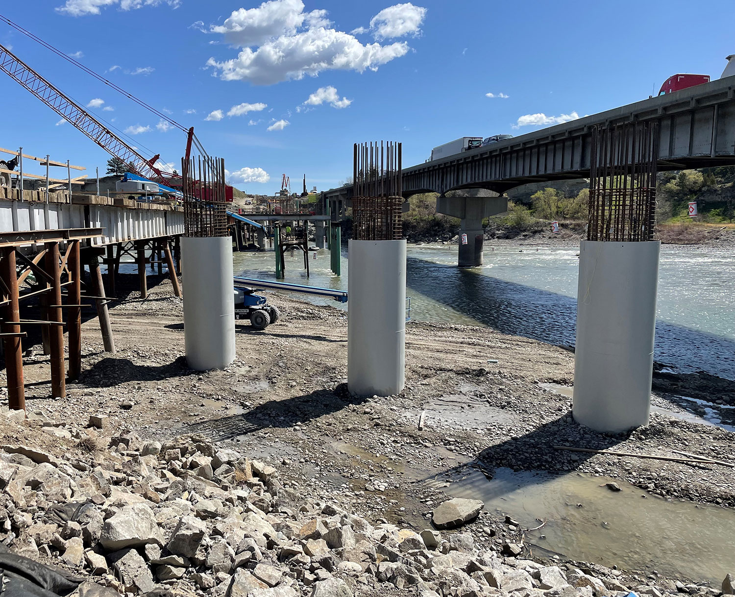 Construction of Westbound River Bridge Foundations