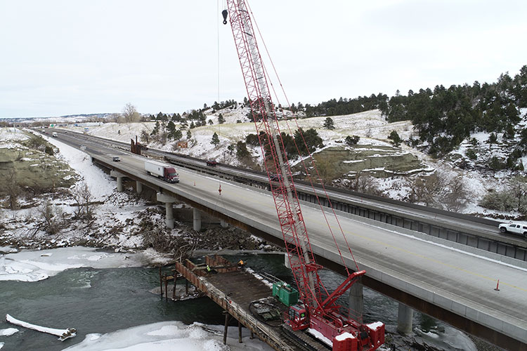 Moving the work bridge – preparing for 2023 construction.