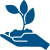 icon of hand holding a sprouted plant