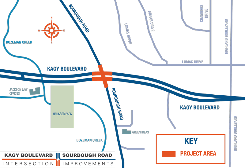 Kagy Boulevard & Sourdough Road Intersection Improvements Project Area Map