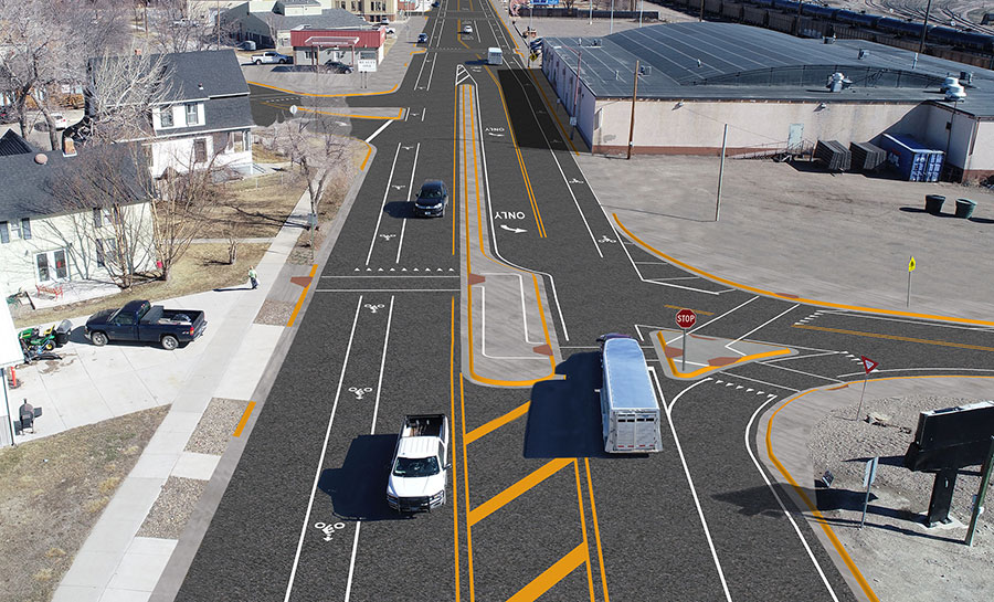 old rendering - Detailed representation of Douglas Street looking north after project work is completed