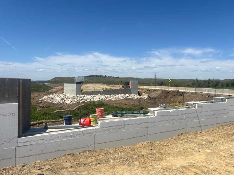 The constructed bridge abutments.