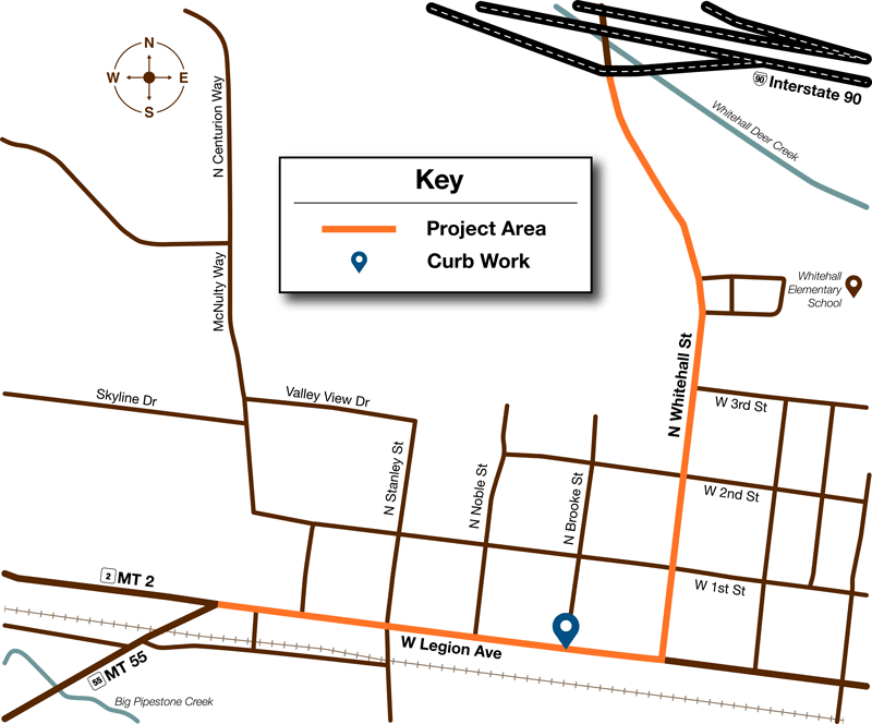 Whitehall Urban Pavement Preservation Project Map