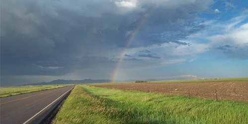 a rainbow over MT Highway 200